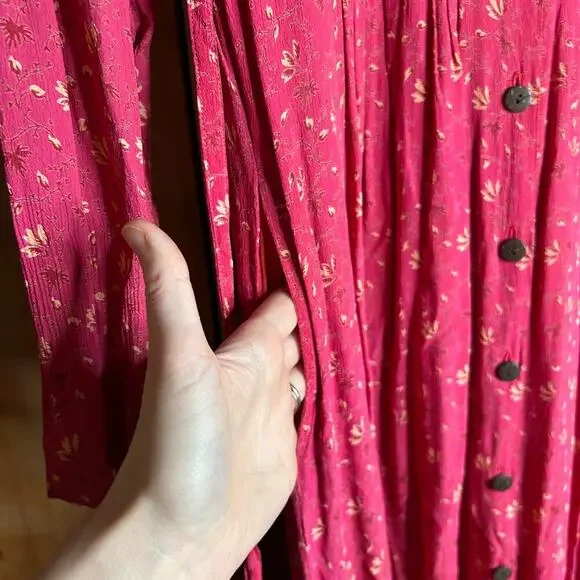 April Cornell Button Front Midi Dress‎ Women’s Medium Cottagecore Prairie Modest - Picture 8 of 11